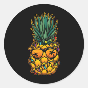 Funny Pineapple Christmas In July Women Men  Classic Round Sticker
