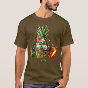 Funny Pineapple Christmas Tree Lights Xmas Fruits T-Shirt