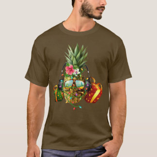 Funny Pineapple Christmas Tree Lights Xmas Fruits  T-Shirt