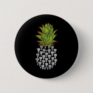 Funny Pineapple Distressed Design Badminton Sport Button