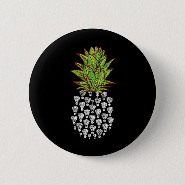 Funny Pineapple Distressed Design Badminton Sport  Button (Front)