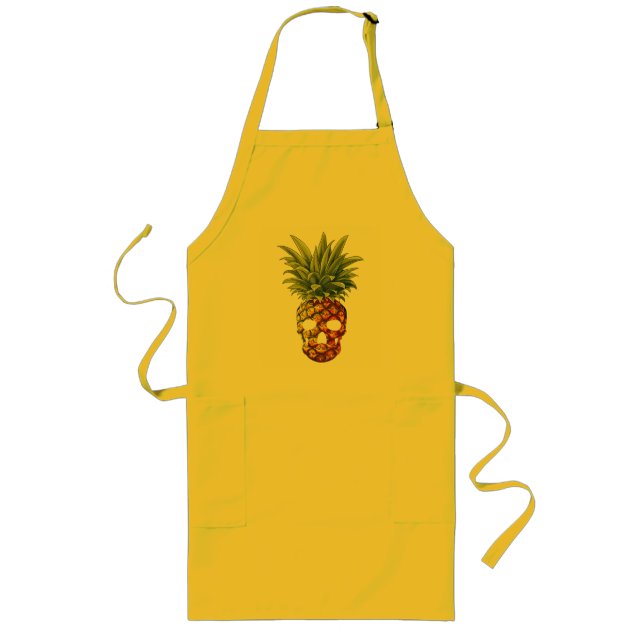 Funny Pineapple Fruit Skull  Long Apron (Front)