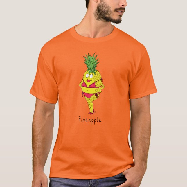 Funny Pineapple Pin-Up Girl Cartoon T-Shirt (Front)