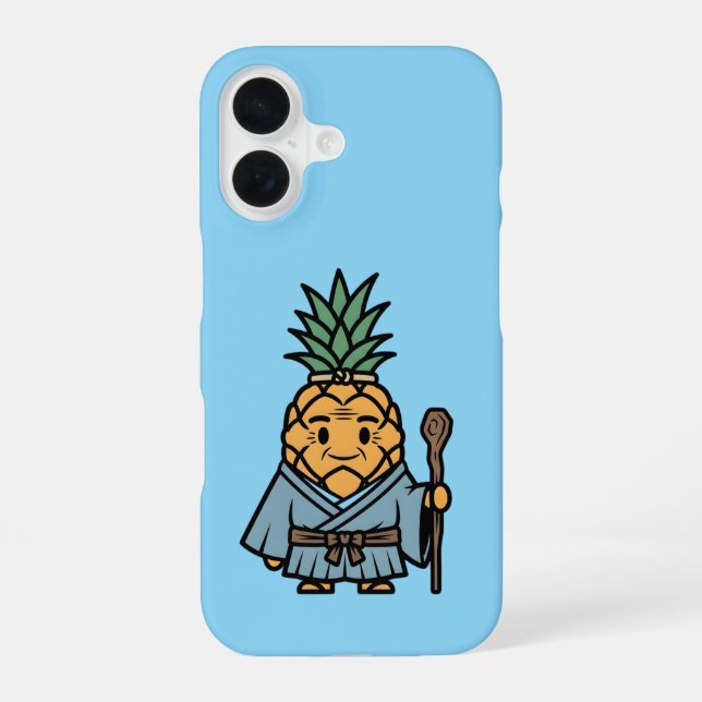 Funny Pineapple Sensei Master Samurai Illustration iPhone Case (Back)