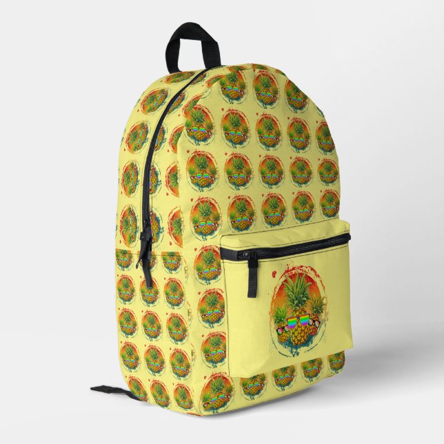 Funny Pineapple Summer Vibes Printed Backpack (Back Corner Left)