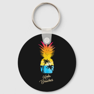 Funny Pineapple Sunset - Hola Beaches  Keychain