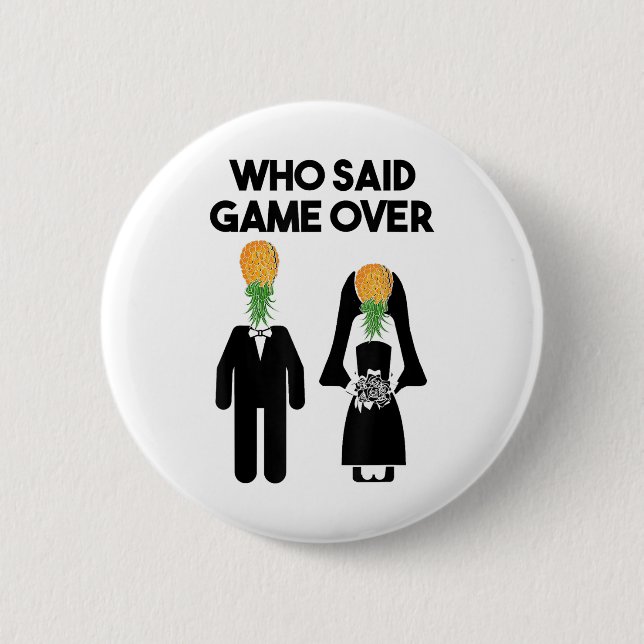 Funny Pineapple Swinger Gift Wedding Bride Groom M Button (Front)