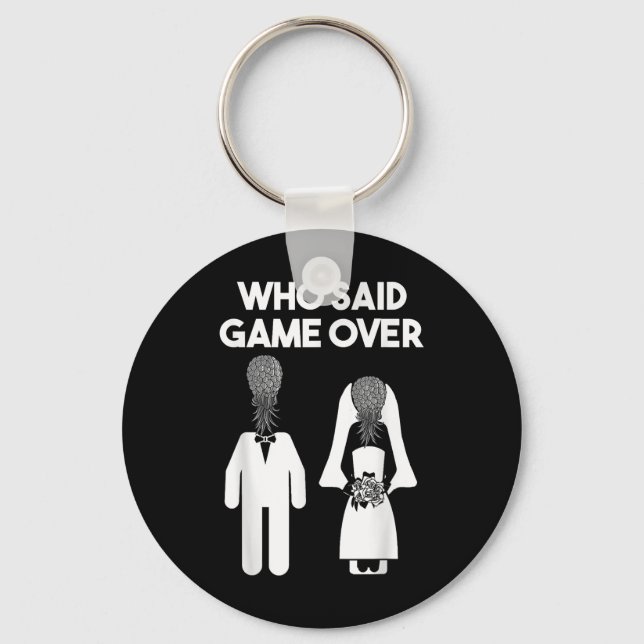 Funny Pineapple Swinger Gift Wedding Bride Groom M Keychain (Front)