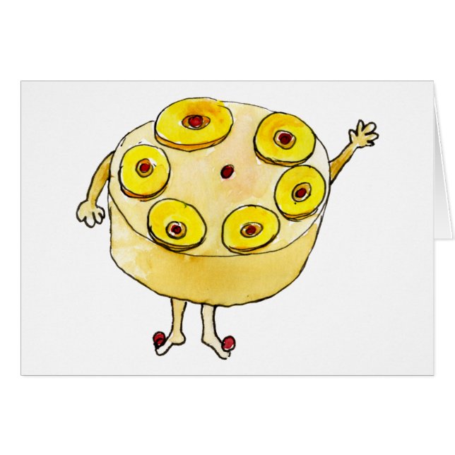 Funny Pineapple Upside Down Cake Quirky Cute Humor Cards (Front Horizontal)