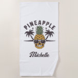Funny Pineapple wearing sunglasses Personalized    Beach Towel<br><div class="desc">Funny Pineapple wearing sunglasses Personalized Beach Towel</div>