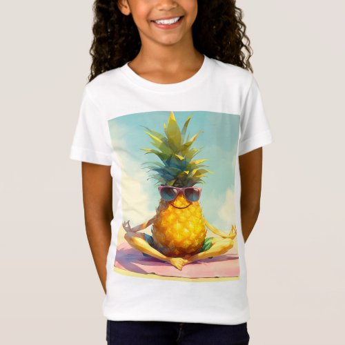 Funny pineapple yoga Kids T_shirt
