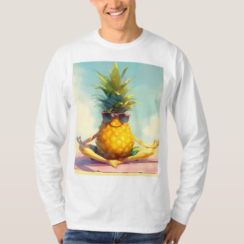 Funny pineapple yoga Longsleeve T_Shirt