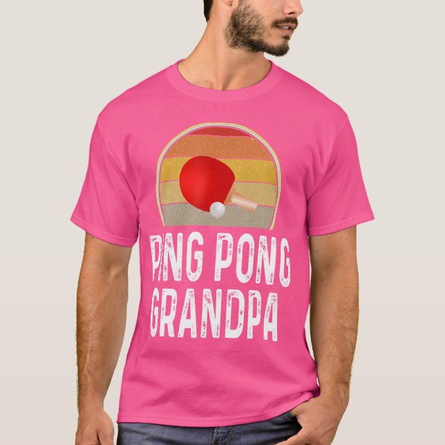 Funny Ping Pong Grandpa Table Tennis Retro Racket  T-Shirt (Front)