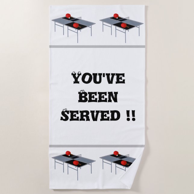 Funny Ping Pong Table With Bats And Ball, Beach Towel (Front)