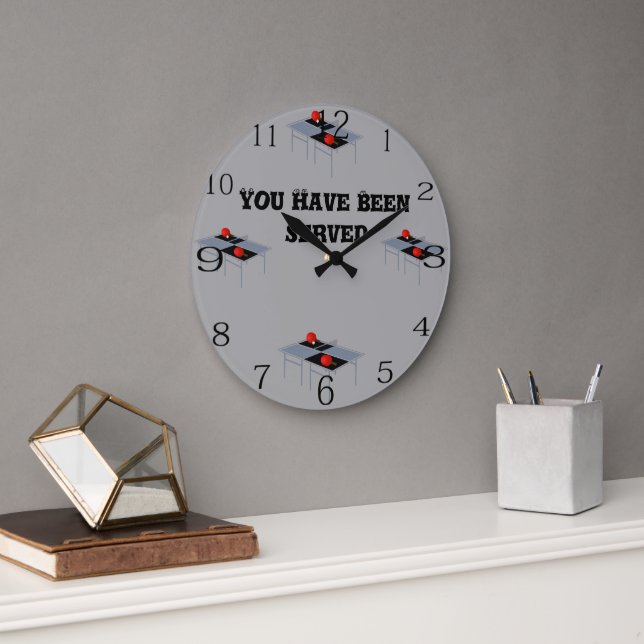 Funny Ping Pong Table With Bats And Ball, Large Clock (Office)