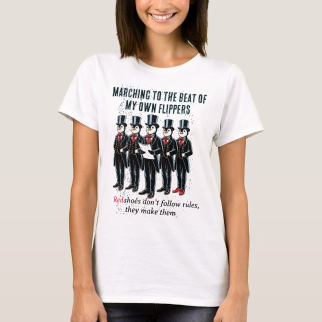 Funny pinguins  wearing victorian suits T-Shirt (Front)