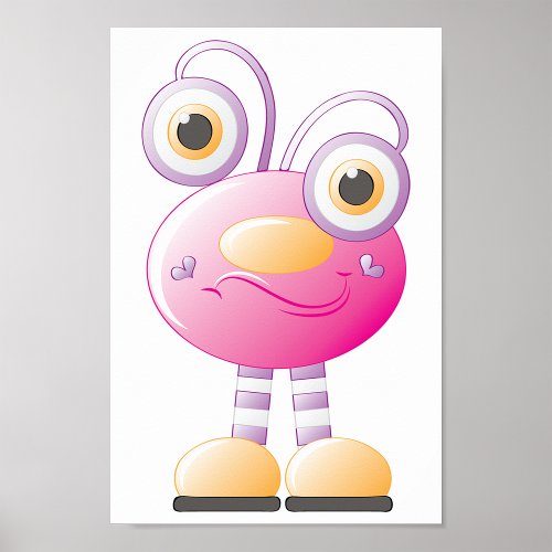Funny Pink Alien Poster