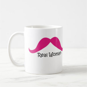 Funny Pink and Black Real Women Mustache Coffee Mug