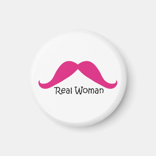 Funny Pink and Black Real Women Mustache Magnet