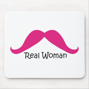 Funny Pink and Black Real Women Mustache Mouse Pad