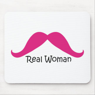 Funny Pink and Black Real Women Mustache Mouse Pad