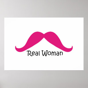 Funny Pink and Black Real Women Mustache Poster