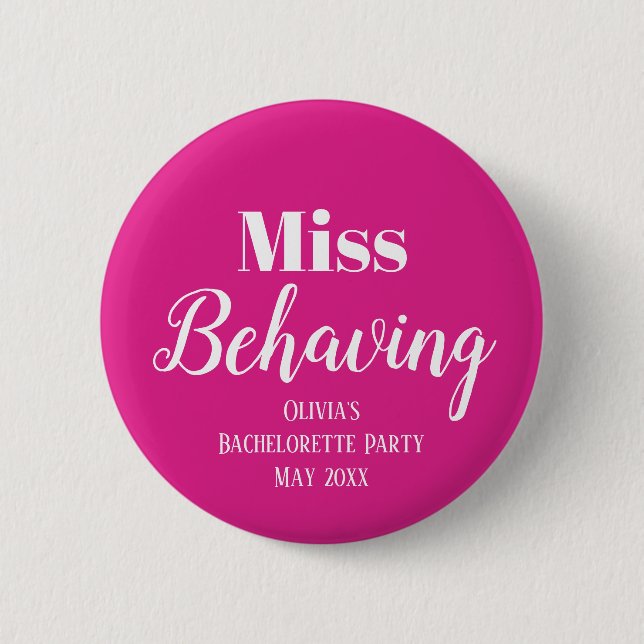 Funny Pink Bachelorette Party Button (Front)