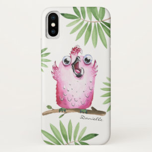 Funny Pink Bird with Your Name iPhone X Case