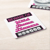 Funny Pink Black White Dice Bunco Square Paper Coaster