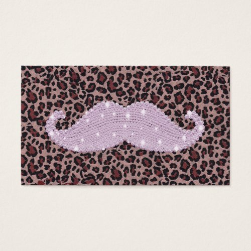 Funny Pink Bling Mustache And Animal Print Pattern Business Card Templates