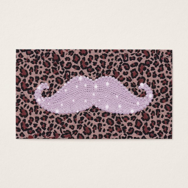 Funny Pink Bling Mustache And Animal Print Pattern (Front)