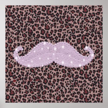 Funny Pink Bling Mustache And Animal Print Pattern by mustache_designs at Zazzle