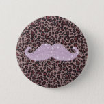 Funny Pink Bling Mustache And Animal Print Pattern Button at Zazzle