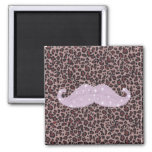 Funny Pink Bling Mustache And Animal Print Pattern Magnet at Zazzle