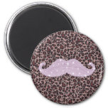 Funny Pink Bling Mustache And Animal Print Pattern Magnet at Zazzle