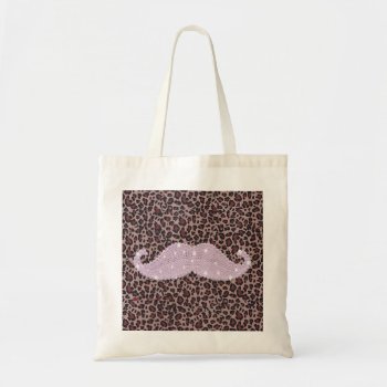 Funny Pink Bling Mustache And Animal Print Pattern Tote Bag by mustache_designs at Zazzle