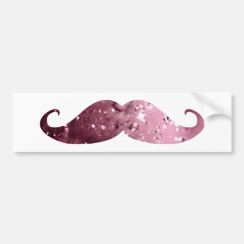 Funny Pink Bling Mustache Bumper Sticker by mustache_designs at Zazzle