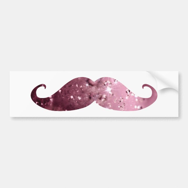 Funny Pink Bling Mustache Bumper Sticker (Front)
