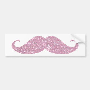 Funny Pink Bling Mustache Bumper Sticker
