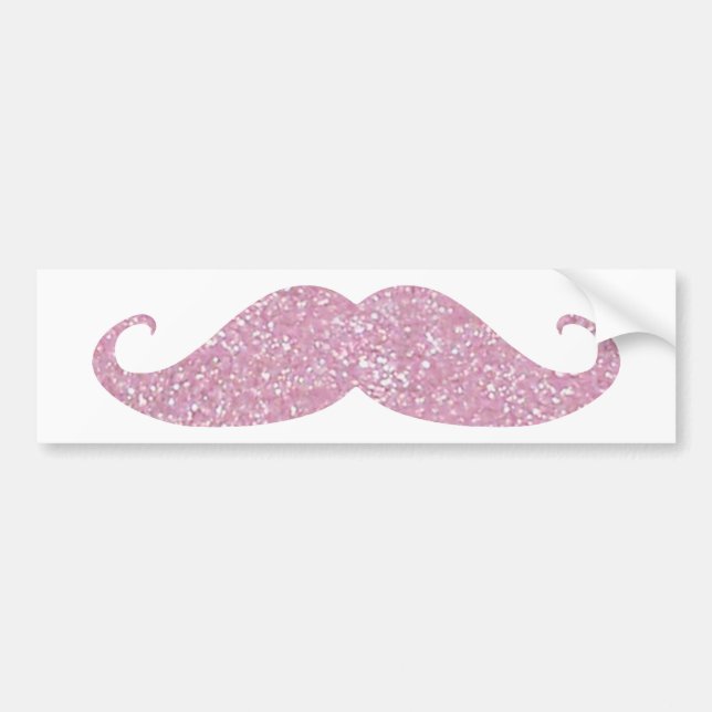 Funny Pink Bling Mustache Bumper Sticker (Front)