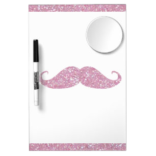 Funny Pink Bling Mustache Dry Erase Board With Mirror