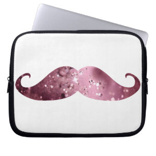 Funny Pink Bling Mustache Laptop Sleeve