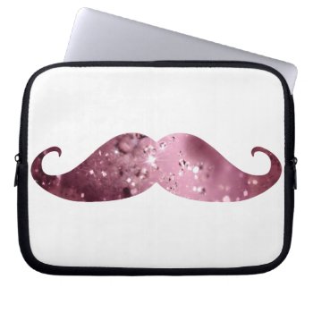 Funny Pink Bling Mustache Laptop Sleeve by mustache_designs at Zazzle