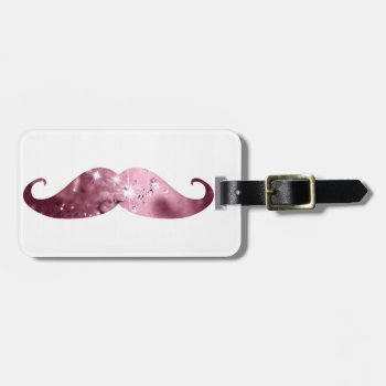 Funny Pink Bling Mustache Luggage Tag by mustache_designs at Zazzle