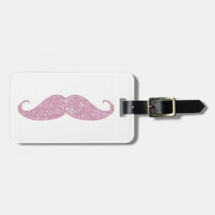 Funny Pink Bling Mustache Luggage Tag