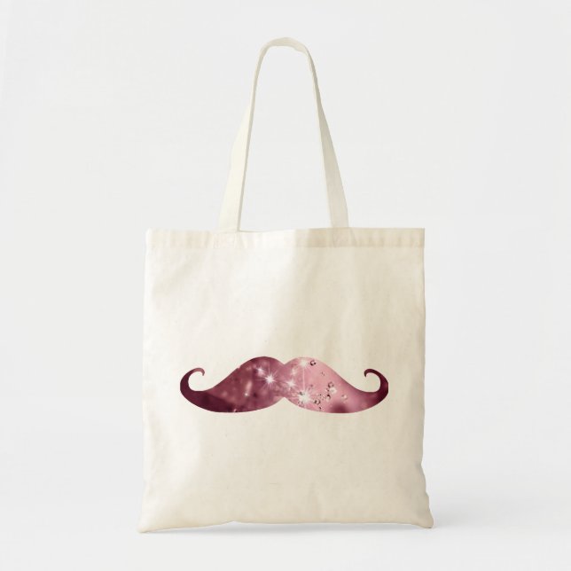 Funny Pink Bling Mustache Tote Bag (Front)