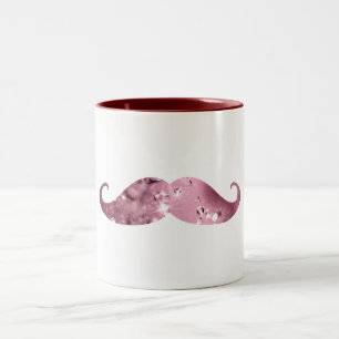Funny Pink Bling Mustache Two-Tone Coffee Mug