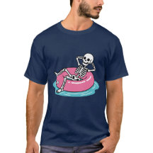 Funny Pink Cartoon Skeleton Lounging Float Ring Il
