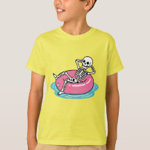 Funny Pink Cartoon Skeleton Lounging Float Ring Il