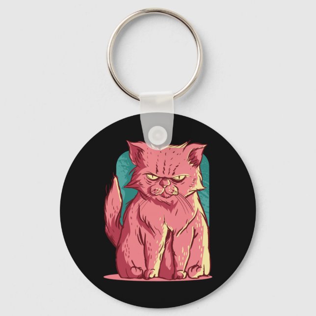 Funny Pink Cat Keychain (Front)